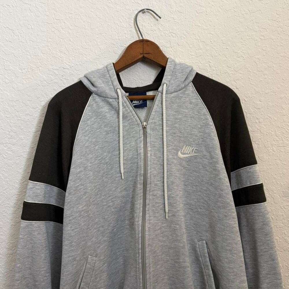 Vintage 80s Nike Brown Grey Zip Men's M Hoodie Stripe